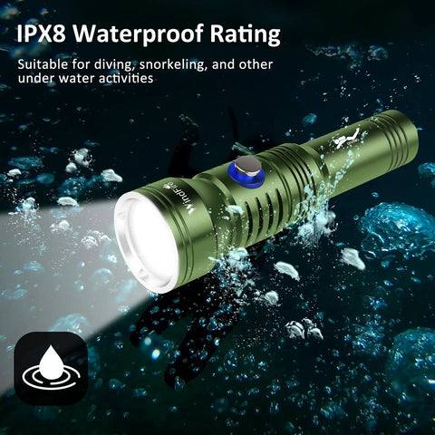 Beefy Underwater Dive Light For Scuba Gear IPX8 Waterproof 210 Feet Deep Sea Flashlight With Power Indicator And 4 Modes