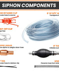 Deluxe Siphon Pump For Gas, Diesel, And Water With 8 Foot Hose, Fast 4 GPM Transfer, Bulb Pump For Upward Or Downward Flow, AntiKink Spring