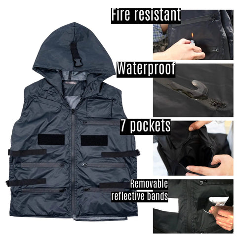 Urban Emergency Survival Vest Kit With Fire Resistant Waterproof Vest For Hurricanes And Earthquakes Prepper Ready Disaster Gear Premium Black Box Gift