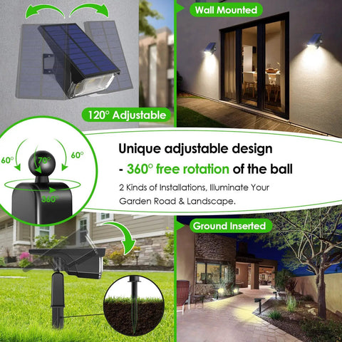 8 Pack Solar Spot Lights Outdoor With 40 LEDs USB Powered and Solar Powered, 3 Lighting Modes Warm White Auto On Off IP65 Waterproof Garden Landscape Spotlight for Trees Flags Fences and Yards