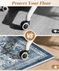 Comparison of chair wheel on hardwood floor vs. on No Slip Office Chair Mat For Hardwood And Tile Floors 36 By 48 Inches Under Desk Carpet Protector For Rolling Computer Chairs Wheels Quiet Rolling And Floor Protection Machine Washable Chenille Blue.