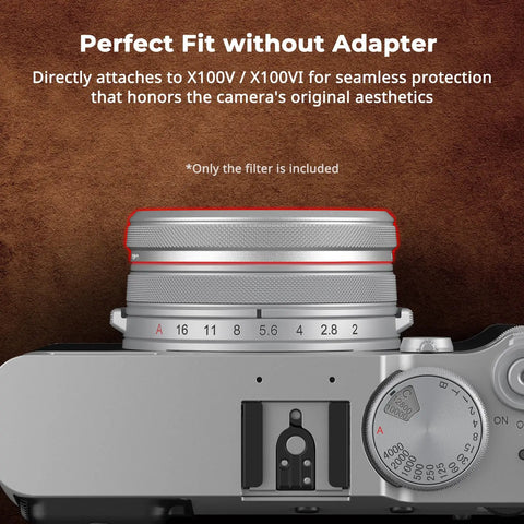 UV Filter for Fujifilm X100V and X100VI Cameras, 99 Percent Light Transmittance, Optical Glass Lens on camera lens