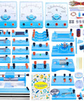 Physics Lab Kit For High School Students With Basic Electricity Circuits And Magnetism Discovery Set Including 55 Electrical Parts And 22 Magnetism Pieces displayed on a table.