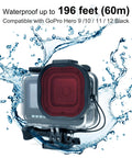 Waterproof Dive Housing With Color Correcting Filters For Dope Underwater Photography, No Lens Removal Needed, Red, Light Red, And Magenta Filters, Fits Hero 9 Through 13 Black Cameras, Submerge Up To 147 Feet shown in water splash