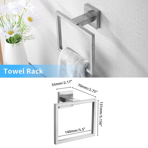 Gold Five Piece Bathroom Hardware Set Wall Mounted 23.6 Inch Towel Bar Brushed Gold Finish 304 Stainless Steel Hand Towel Bar
