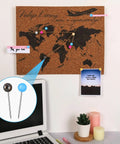Super Dope 810 Piece Assorted Color Map Push Pins With Heavy Duty Stainless Steel Needles And Vivid Plastic Balls used to mark locations on a cork board.