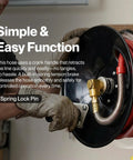 Hand operating Retractable Air Hose Reel With Hand Crank, 3/8 Inch FNPT, 100 Feet, Heavy Duty Steel Frame, spring tension control.