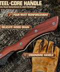 Camping Hatchet With Sheath 14 Inch Hand Forged Survival Hatchet ergonomic steel-core handle with wood grain detail