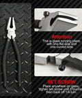Heavy Duty Eight Inch Auto Glass Running Pliers Featuring Curved Jaws Adjustable Screw And Protective Rubber Tips, close-up on grip