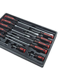 12 Piece Combination Screwdriver Set With Grippy Overmolded Handles Vapor Blasted Tips For Durability Matte Finish To Resist Flakes