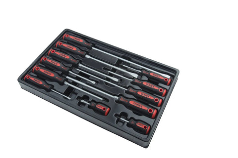 12 Piece Combination Screwdriver Set With Grippy Overmolded Handles Vapor Blasted Tips For Durability Matte Finish To Resist Flakes