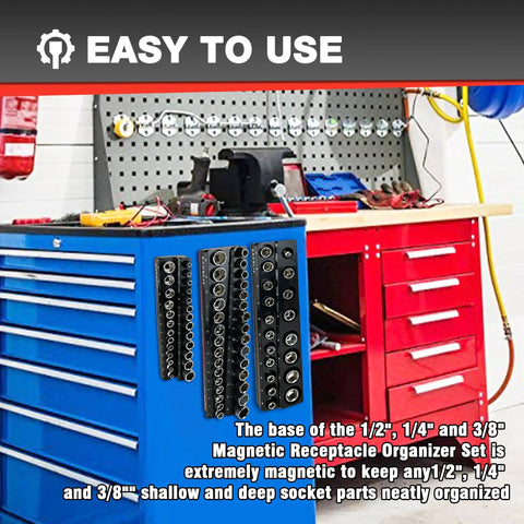Shop Pro Magnetic Socket Organizer Set Keeps Your Setup Tidy Stores Up To Seventy Five Metric Sockets In 1/4 1/2 And 3/8 Sizes Black Abs Frame Oil Resistant Heavy Duty Solution