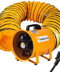 Heavy Duty Cylinder Fan With 25 Foot Vinyl Hose 8 Inch Portable Blower For Crawl Spaces Attics And Basements 1100 CFM Direct Airflow