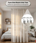 Stainless Steel Curtain Wire Rod Set 16.4 Ft With 24 Clips And Corner Connectors For Easy No Fuss Flexible Angled Installations Great For Windows Balconies Or Wall Mounted Curtain Panels. bedroom room divider