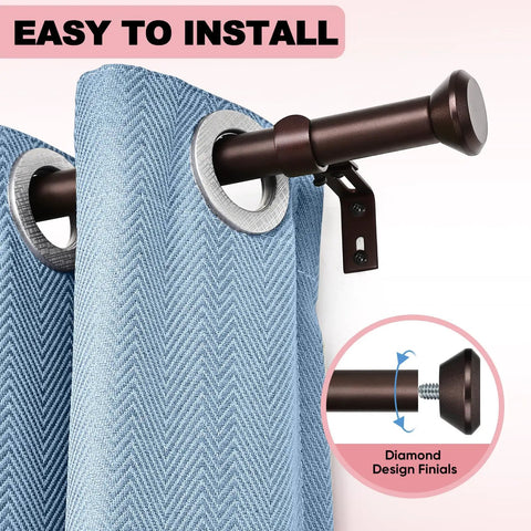 Heavy Duty Bronze Curtain Rod Set For Windows 72 To 144 Inches With Adjustable 1 Inch Rods And Diamond Finials Ideal For Bedroom Living Room Patio Kitchen