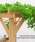 Six Point Six Foot By Six Point Six Foot Outdoor Pergola Kit With Built To Last Concrete Anchors And A Sturdy Frame Wood Gazebo Grape Trellis For Climbing Plants Hangout Ready Garden Patio Backyard Or Deck Dark Brown close-up view with wooden trellis and climbing plants.