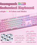 Pink Retro Mechanical Gaming Keyboard Boss Level Design Featuring Classic Typewriter Layout And Solid Steel Chassis Delivers snappy click feel, ideal for gaming.