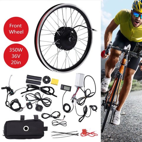 20 Inch Electric Bike Conversion Kit Front Wheel Hub Motor 36V 350W With Multifunction Display for Regular Bikes and Commutes