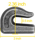Three Eighth Inch Weld On Grab Hook Set G70 Forged Steel WLL 6600 Lb Beefy Heavy Duty Tow Hook with dimensions shown