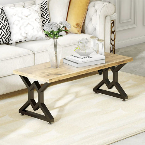 Living room with coffee table featuring 28 Inch High Metal Table Legs 2 Pack With Adjustable Floor Protectors Dope Durable Welded Cast Iron