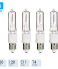 4 Pack 100W Halogen Candelabra Bulbs T4 120V E11 Mini Candelabra Base Clear Dimmable Warm White For Chandeliers