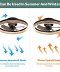 Low Profile Bladeless Ceiling Fan With Lights, App Or Remote Control, 19.7 Inch Flush Mount dual-mode for summer and winter