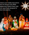 Nativity scene with two pack blow mold light kit replacement cords for blow mold plastics with white and red plates vintage style