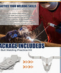 Hands On Welding Practice Kit For Beginners With Pre Cut 201 Carbon Steel Plates To Build A Deer Head Sculpture Ideal For TIG MIG ARC And Stick Welding Training A Great DIY Gift For Welders Enthusiasts kit components and weld art example.