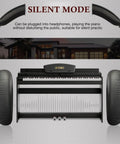 Dope 88 Key Weighted Digital Piano Keyboard With Bench And Stand For Beginners And Adults silent mode with headphones