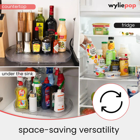 Rectangular Refrigerator Lazy Susan With 360 Degree Turntable in fridge and pantry, 16.5x11.5x1.5 inches, organizing items