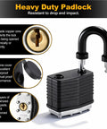 Heavy Duty 90 Degree Hasp Latch 4 Inch Stainless Steel Door Lock Rust Resistant Secure Gate Shed Barn Rock Solid Build Tough Black Padlock