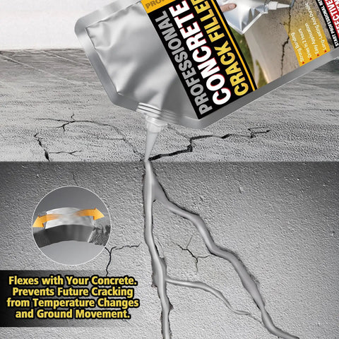 No Nonsense High Elasticity Concrete Crack Filler 17.63 Fl Oz Liquid Cement Self Leveling Waterproof Sealant poured on cracks