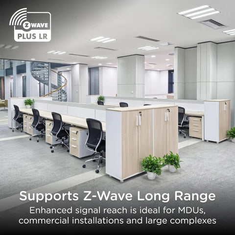 Modern office showcasing Long Range Z Wave On Off Paddle Switch With Quick Fit Wiring Direct 3 Way Installation No Add On Switch Needed.