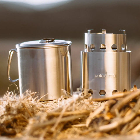 Lite Pot 900 Wood Burning Camp Stove Set With 900 Milliliter Pot, Portable Backpacking Go-To Stove For 1 To 2 People, 304 Stainless