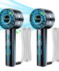 2 Pack Portable Handheld Turbo Fan With 7000rpm High Speed Motor USB Rechargeable Cooling Personal Fan 4 Speed Settings