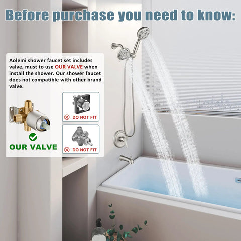 High End Brushed Nickel Tub And Shower Faucet Set Featuring Dual Showerheads And Eight Powerful Massage Jets Includes Full Concealed Wall Valve Kit For Fresh Modern Bathroom Upgrades Built Solid For Everyday Use