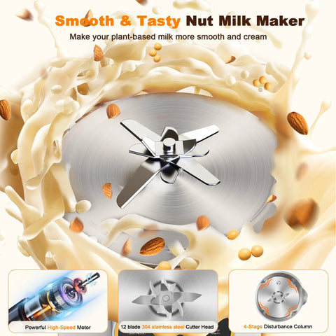 10 In 1 Plant Based Milk Maker All In One Kitchen Boss With 34 Oz Capacity 304 Stainless Steel With 12 Blades for nut milk