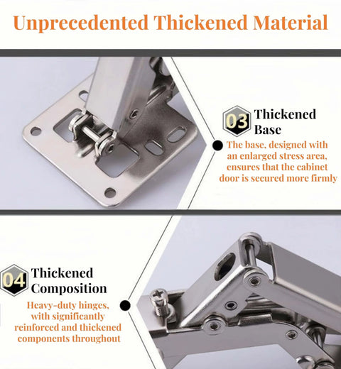 Close-up of 175 Degree Heavy Duty Cabinet Hinges Set For Wide Opening with thickened base and composition details.