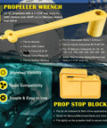 Yellow 1-1/16 Inch Propeller Wrench And Prop Stop Block Kit For All Outboard And Sterndrive Props Pro Grade PMPS-1-DP Stop