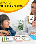 Teacher and child using Multiplication Mastery Flash Cards 0-12 Set With 91 Cards And Rings, ideal for grades 2 to 6.