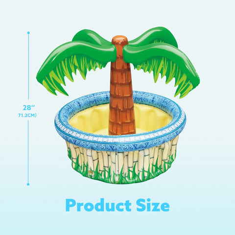 Inflatable 28 Inch Palm Tree Cooler For Beverages, Beach Luau Themed Party Decor And Tropical Outdoor Supplies, holds 100 cans