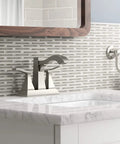 Truss Center Set Lav Faucet With Two Lever Handles For Hot And Cold Water Sleek Modern Craftsman Inspired Bathroom Fixture With Clean Lines