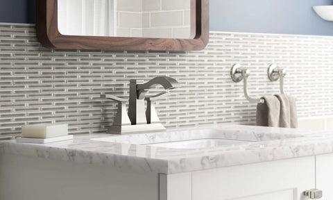 Truss Center Set Lav Faucet With Two Lever Handles For Hot And Cold Water Sleek Modern Craftsman Inspired Bathroom Fixture With Clean Lines