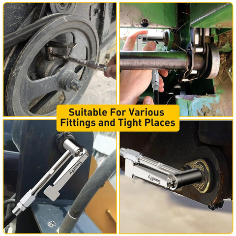 90 Degree Grease Gun Coupler Set Right Angle Zerk Fittings Adapter for Tight Spaces No Leakage 12000 PSI usage examples