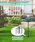 Solar Powered Bird Bath With Fountains For Hummingbirds Stable Stylish Outdoor Watering Station With 5 Prong Base Stake
