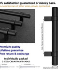 Close-up of Dope Matte Black Cabinet Pulls Set, 25 Count, 3.75 Inch Center To Center Stainless Steel Drawer Knobs with dimensions