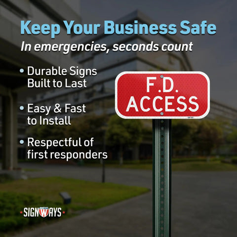 Fire Dept Access Sign 8x4 Reflective Aluminum Marker For Fire Lane Safety In Parking Lots And Commercial Buildings