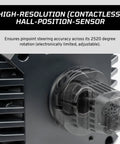 High-resolution contactless hall-position sensor on Sim Racing CSL DD QR2 Wheel Base With 5 Nm Direct Drive, Pro Grade Dynamic Force Feedback, QR2 Quick-Release System, Passively Cooled Aluminum Housing, PC Compatible Direct Drive Base For Ultra Responsive Precision.