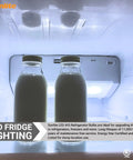 LED A15 Fridge Light Bulb With Dimmable E26 Base 450 Lumens 5.5 Watts Cool White 40K Frosted Finish Replaces 40W Incandescent Energy Saver UL Listed 1 Pack lighting up a fridge interior