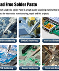 Lead Free Solder Paste Sn64.7 Bi35 Ag0.3 20G No Clean Medium Temp For SMD SMT IC LED PCB Repairs, Melts At 151C And 179C